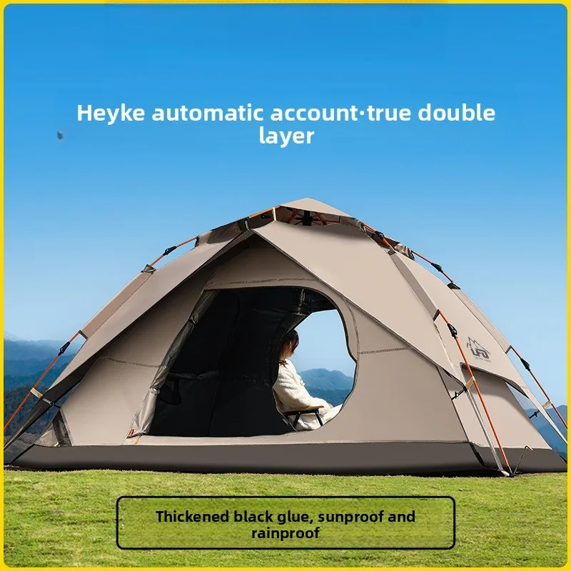 

Outdoor Automatic Tent Black Gel Foldable Portable Gear Double Layer Weatherproof Camping Shelter for Camping Outdoors Uses