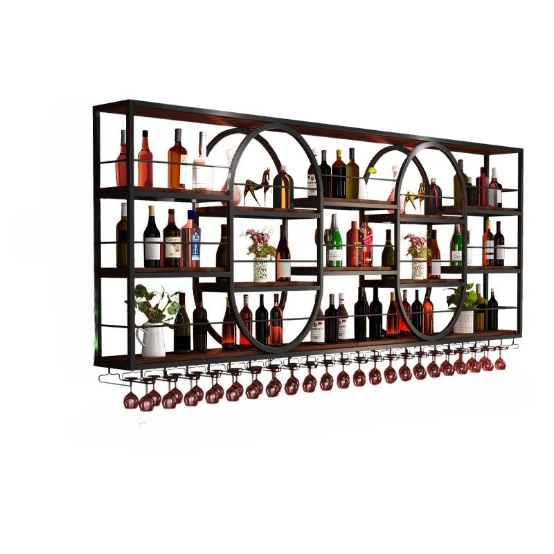 

Decorative wall-mounted wine display stand Bar counter Wine rack Wrought iron wall-mounted wine cabinet Shelf