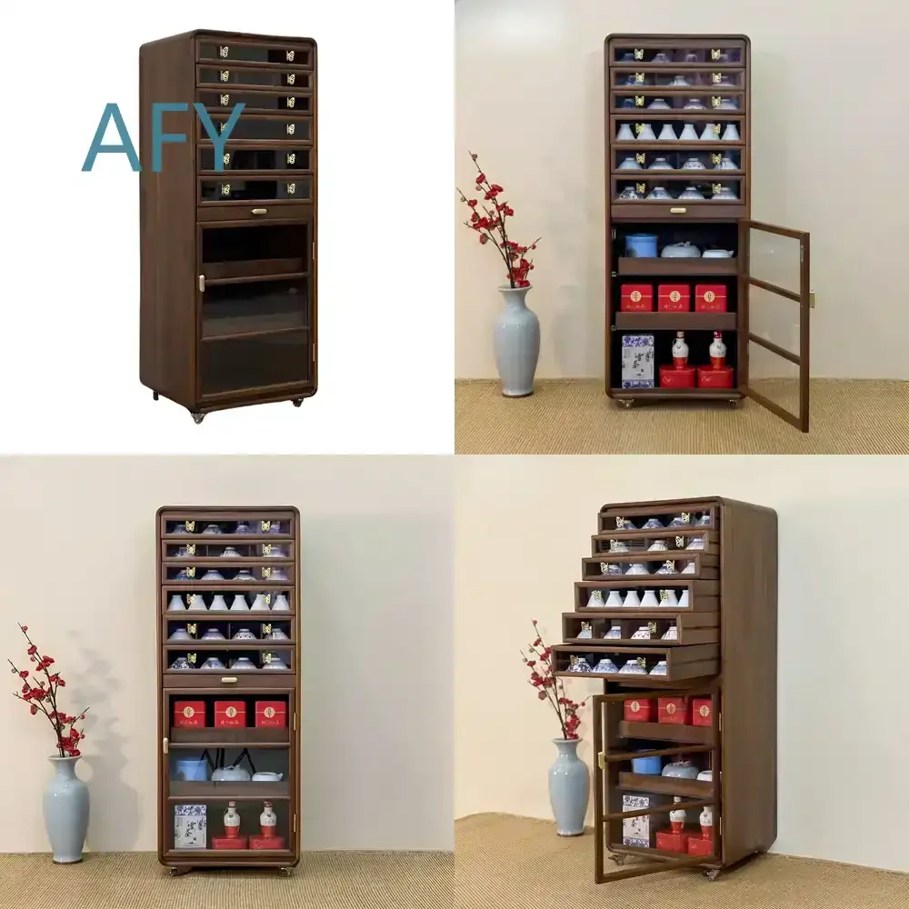 Black Walnut Butterfly Dental Cabinet for Porch Wenwan Jewelry Drawer Tea Set Pot Cup Storage Multi Layer Dental Organizer