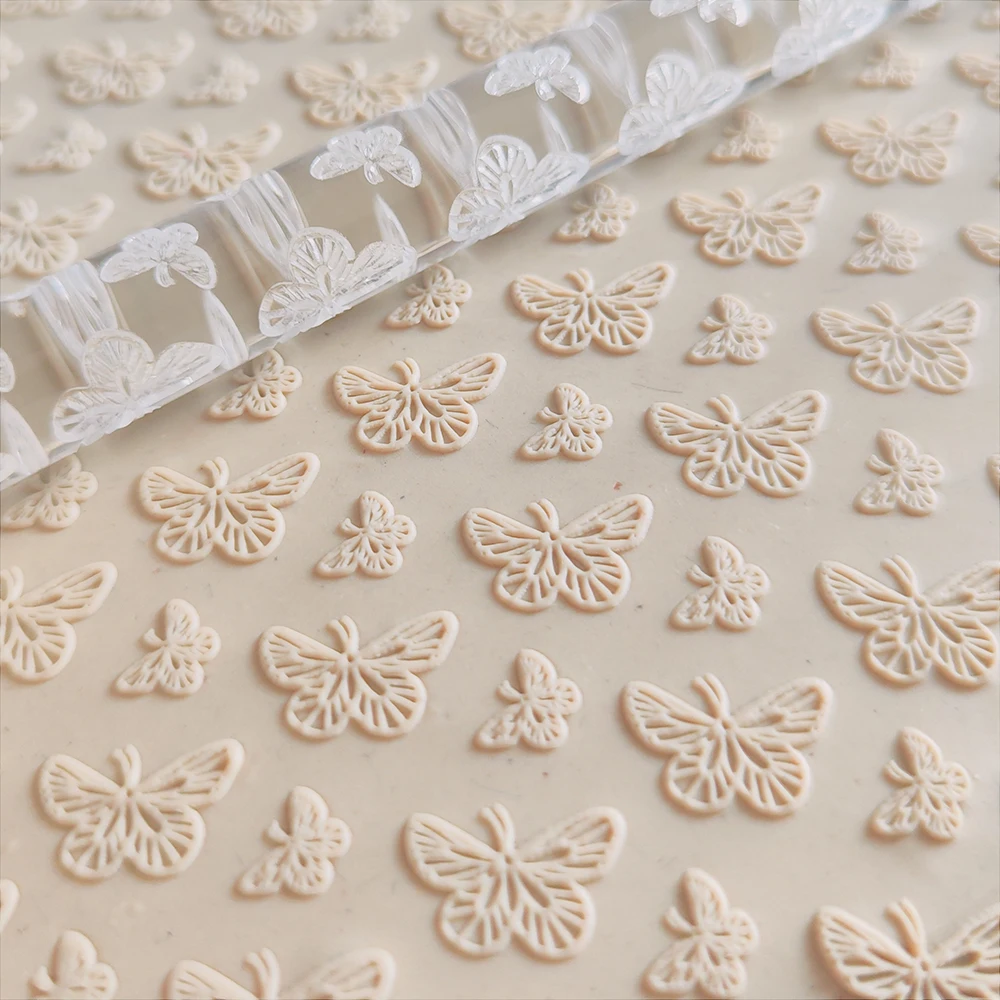 Decorating Holiday Cookies, Personalizing Clay Jewelry Artisan Pastry With Butterfly Heart Designs Rolling Pin