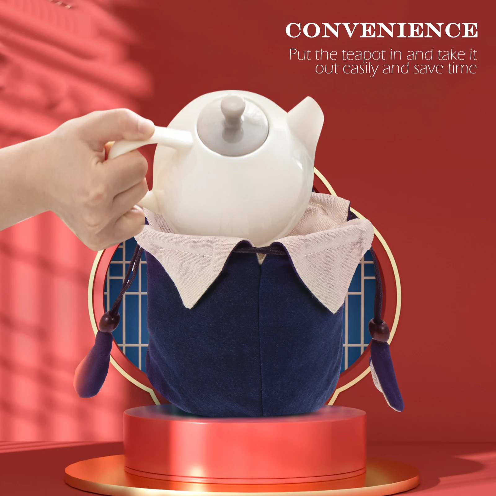 

Teaware Bag Cotton Linen Material Wear Resistant Portable Teapot Cup Holder Kung Fu Tea Travel Pouch Teapot Bag