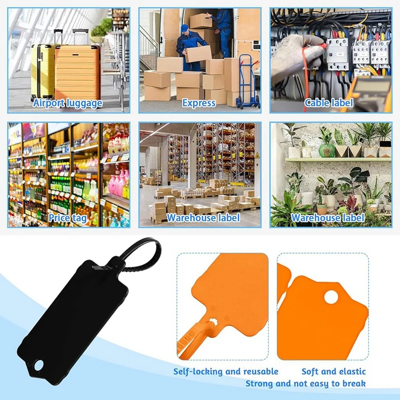 Étiquettes d'expédition en plastique, 200 pièces, 1, 46x2, 48 pouces, face avec sangle de banc, câble d'expédition, étiquette