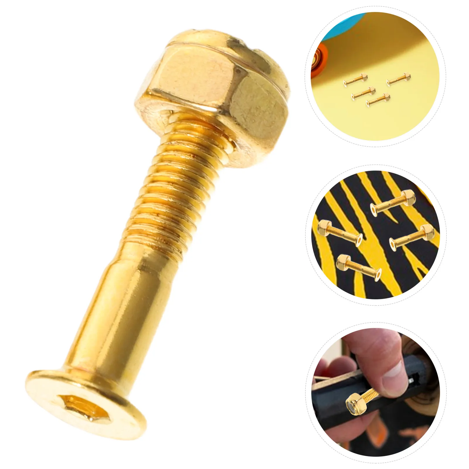 

8Sets Gold Anti-Slip Skateboard Mounting Screws M5x24mm Bolts Nuts Kit for Longboard Deck Hardware Enhanced Stability Outdoor
