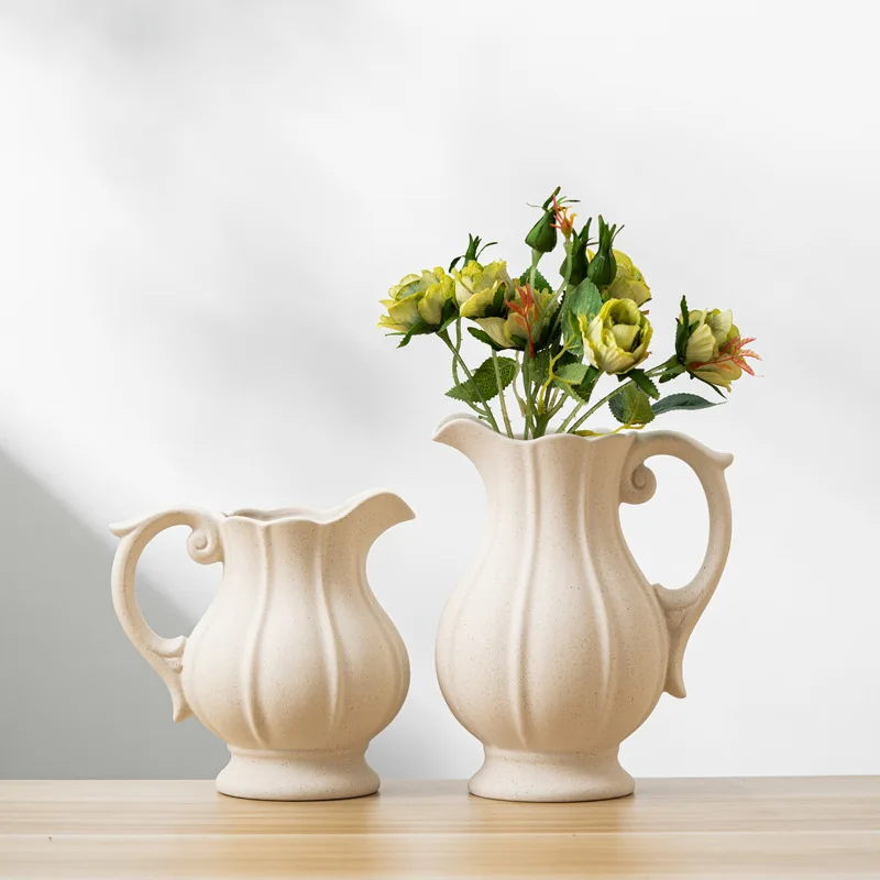 Ceramic Watering Can Vase 2 in 1 Nordic Minimalist Scandinavian Home Decor Kitchen Office Desk Table Centerpiece White