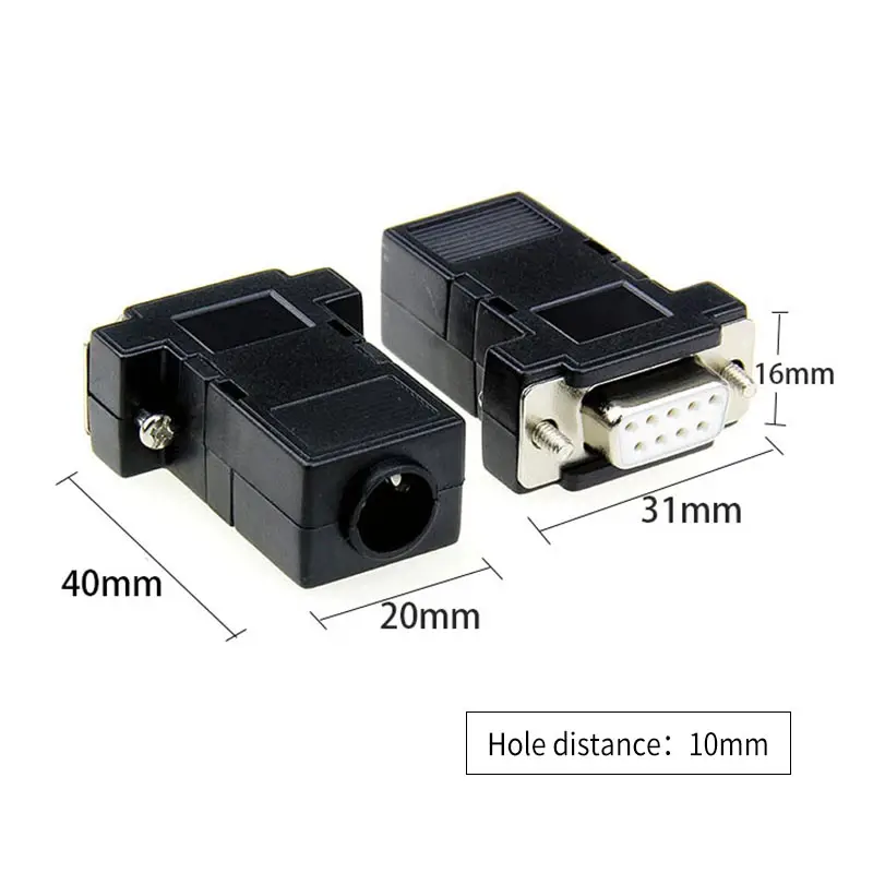 RS232/485 DB9 Plug Male Female 9 Pin COM Serial Port Connector Adapter Quick Installation Solid Pin Plastic Shell Snap Terminal