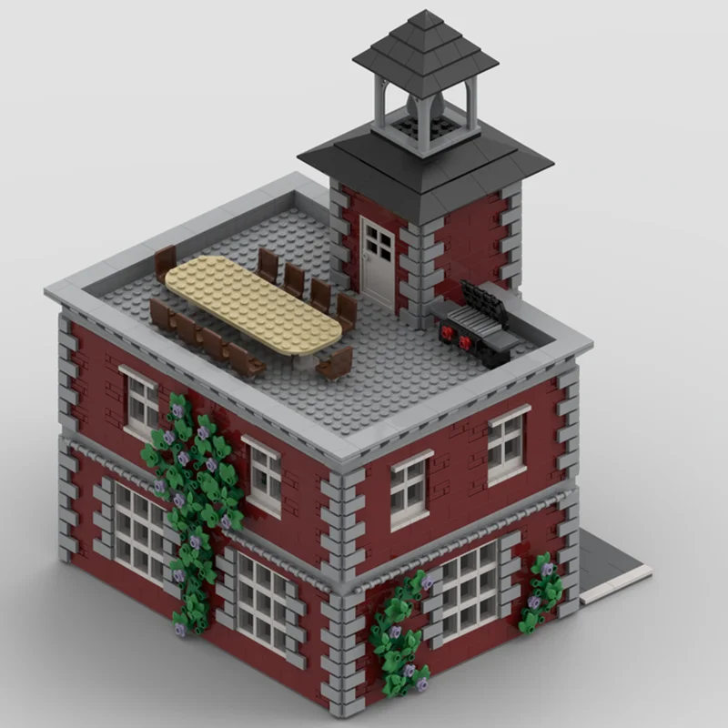 City Street View Moc Building Bricks Detached Fire Station Modular Model Technology Modular Blocks Christmas Set DIY Toy Gifts