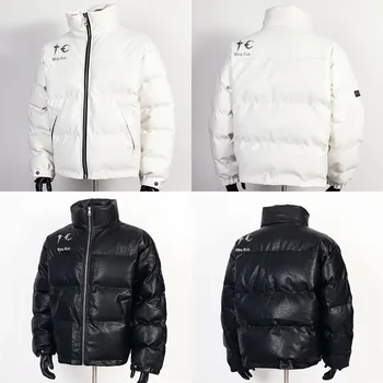 Tendenza moda giovanile THUG CLUB Cappotto in pelle Tinta unita Alta qualità Star Moon Thug Club Cappotto Uomo Donna Stesso stile