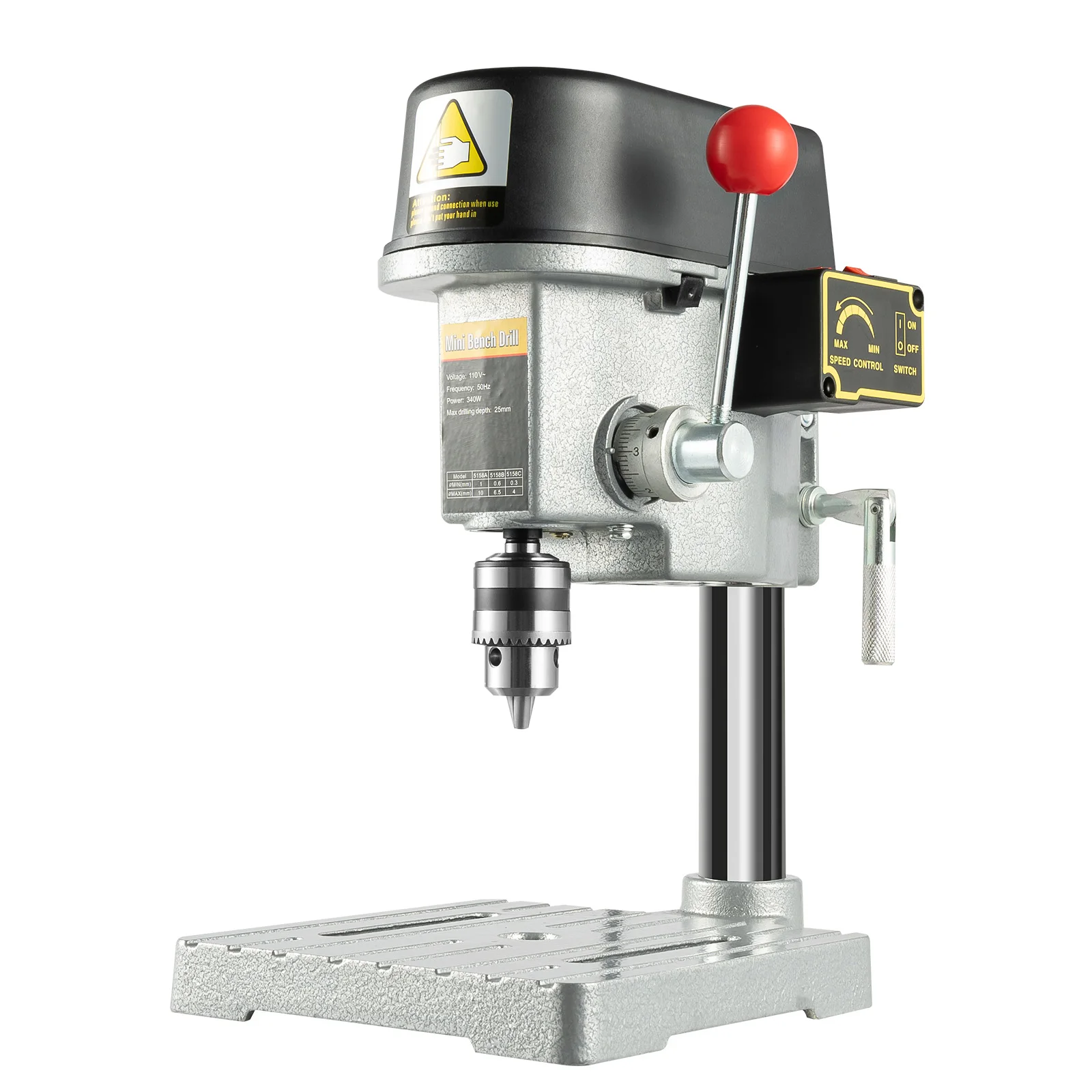 Benchtop Drill Press Stand 340W All-copper Motor Three Speed Adjustable Low Noise Wood Hole Drilling Machine