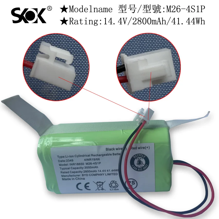 Batería RVBAT850 para aspiradoras Shark Ion R75, RV761, RV850C, RV1000S, RV1100VL, RV101AE, UR1000SR, RV700_N, conector de 2 puntas