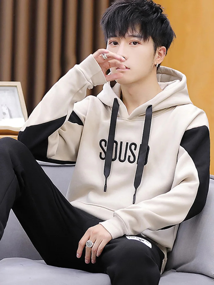 

Молодежная толстовка-худи мужская, весенне-осенняя, новинка, осенний топ для школьников средних классов, свободный крой, с принтом, хлопок