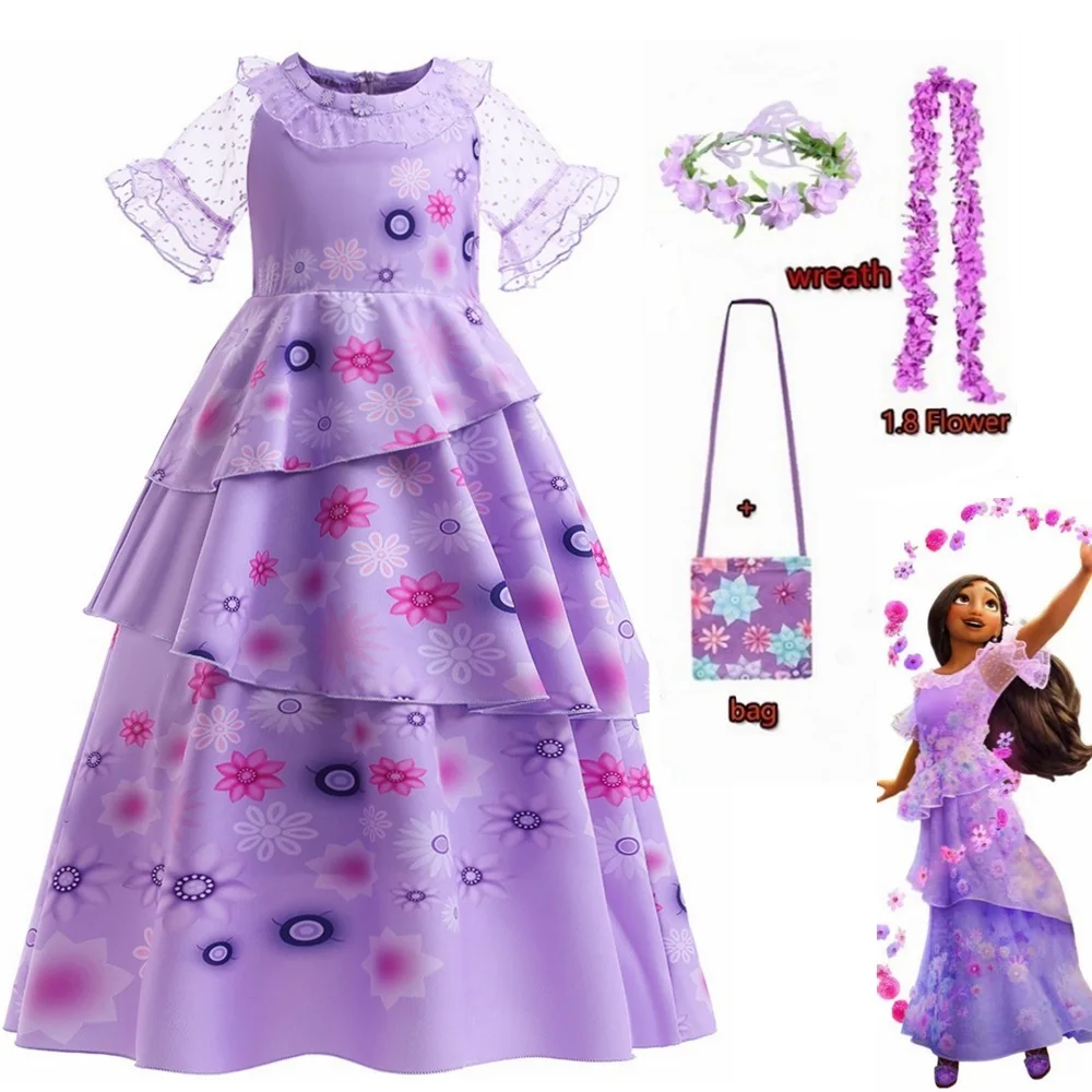 

Birthday Party Dress for Kids Girl Encanto Costume Disguise Isabella Charm Dress