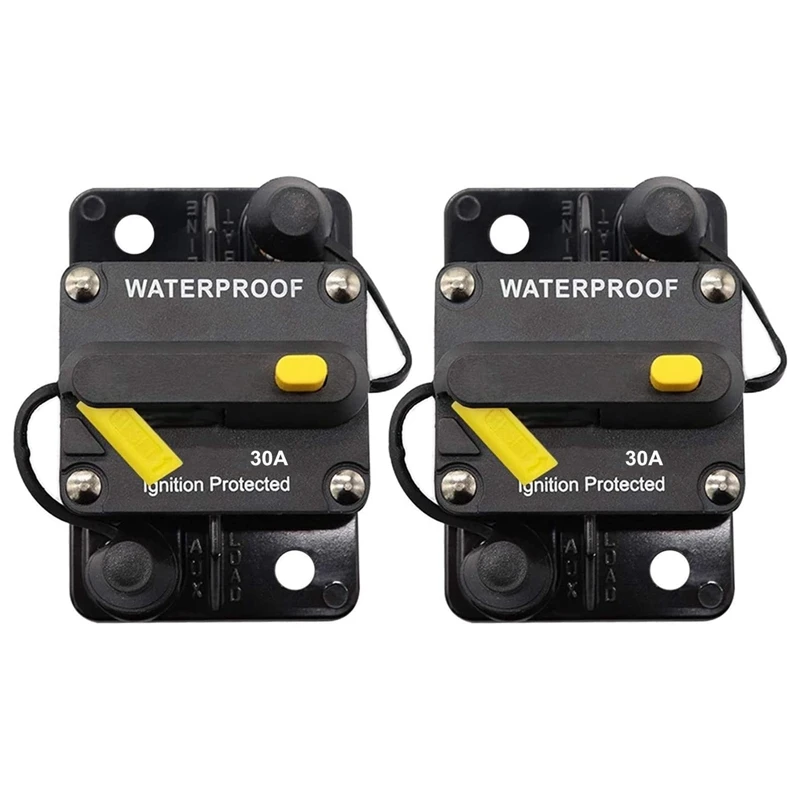 New2x 30 Amp Circuit Breaker 12V- 48V DC Manual Reset For Trolling Motor Rv Marine Boat Vehicles System Protection (30A)