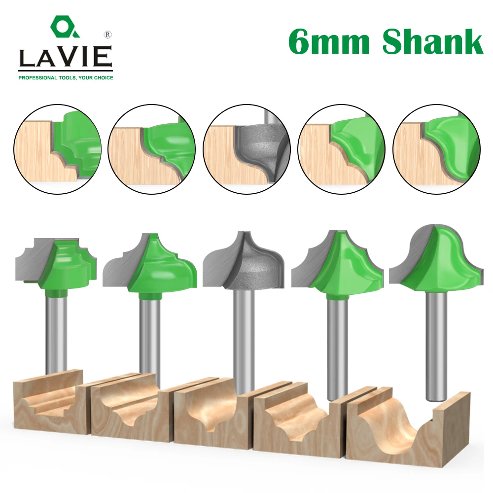 LAVIE 1pc 6mm Open End Carving Lace Knife Bit 3D Woodworking Insert Tungsten Carbide CNC Router Bit Wood Cutter MC06004