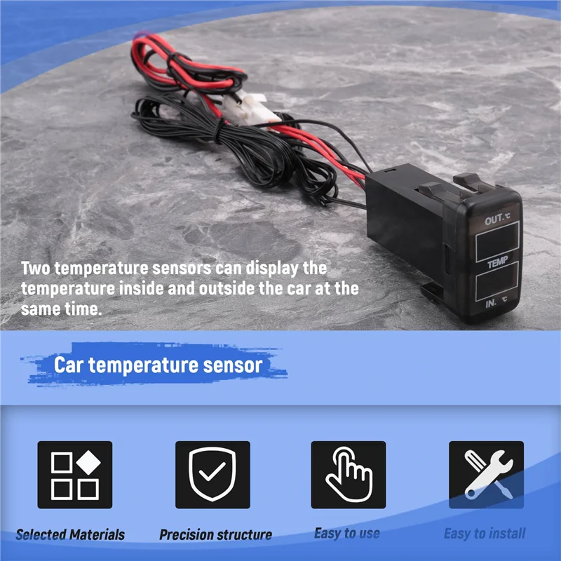 Pantalla de temperatura Dual interior y exterior del coche Sensor de temperatura Dual para Toyota Corolla Reiz Prado Prius-N31R