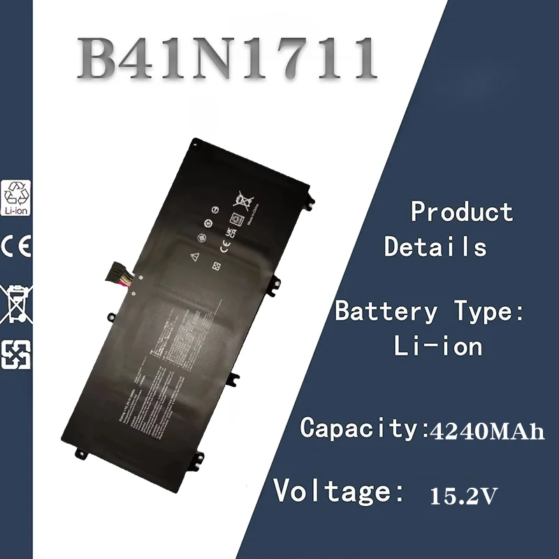 

15.2V 4001-5000mAh High-Capacity Laptop Battery - Replacement for ASUS FX/FZ/ZX Gaming Series (B41N1711)