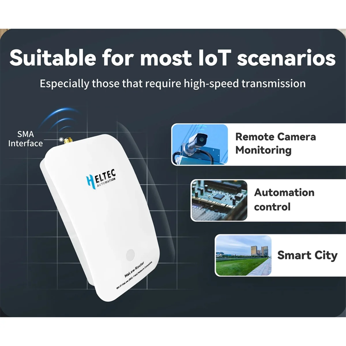 جديد H ELTEC أتمتة واي فاي HaLow HT-H7608 IEEE 802.11ah بوابة ثنائية النطاق موسع واي فاي 3 كجم بوابة لمسافات طويلة الولايات المتحدة التوصيل