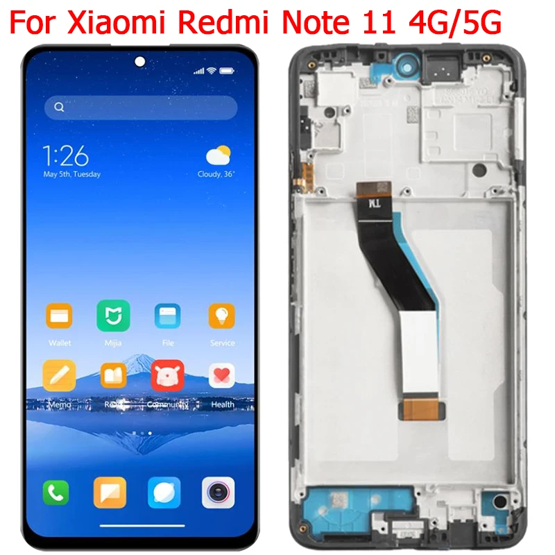 Per Xiaomi Redmi Note 11 Display Amoled LCD Frame per Redmi Note 11 4G Display LCD Note 11 Global