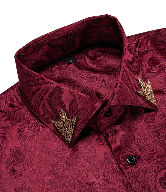 Camisas de lujo para hombre, 26 colores, manga larga, Paisley, estampado Floral, Jacquard, púrpura, azul, negro, camisa para hombre, blusa de Otoño Invierno