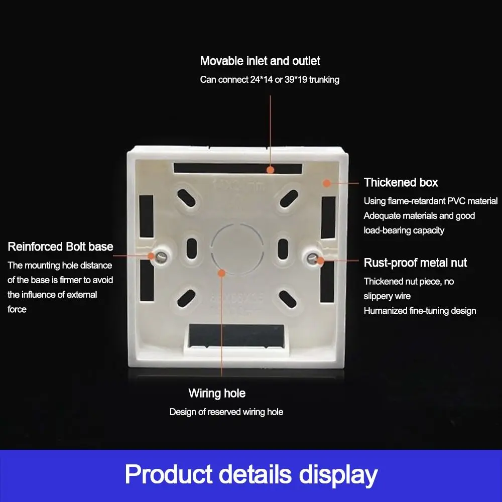 Pattress Back Box Surface Mount for 86 Type Light Switch Plug Electrical Socket Lot Switch Socket Back Box Inside Box