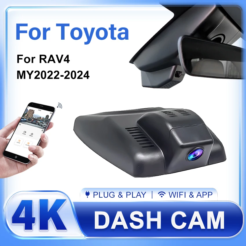 For Toyota RAV4 XA50 XA40 2022 2023 2024 Plug and Play 4K Dash Cam Camera Recorder Dashcam WIFI Car Dvr Recording Devices