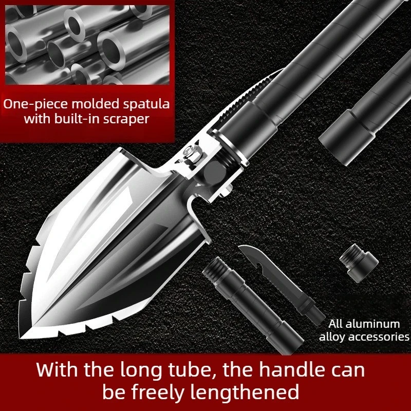 Multi Angle Adjustable Shovel Foldable Engineer Shovel Extended Handle Camping Hoe MultiFunctional Outdoor Survival Equipment