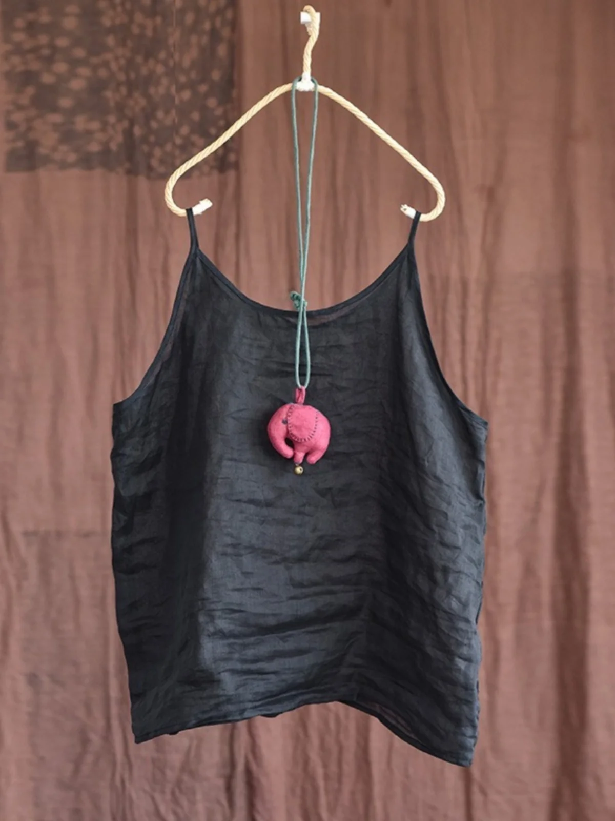 Retro Japanese Sle Small Strapl Linen Vest Women Summer Large Size Loose Lightweight Svel Inner Wear Linen Base ...