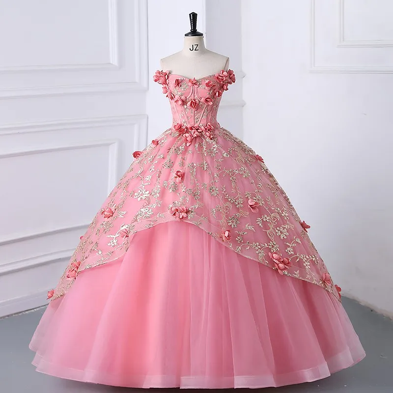 Vestidos de quinceañera con hombros descubiertos, vestido de fiesta de flores dulces, apliques, fiesta de cumpleaños, graduación, personalizado, novedad de 2024