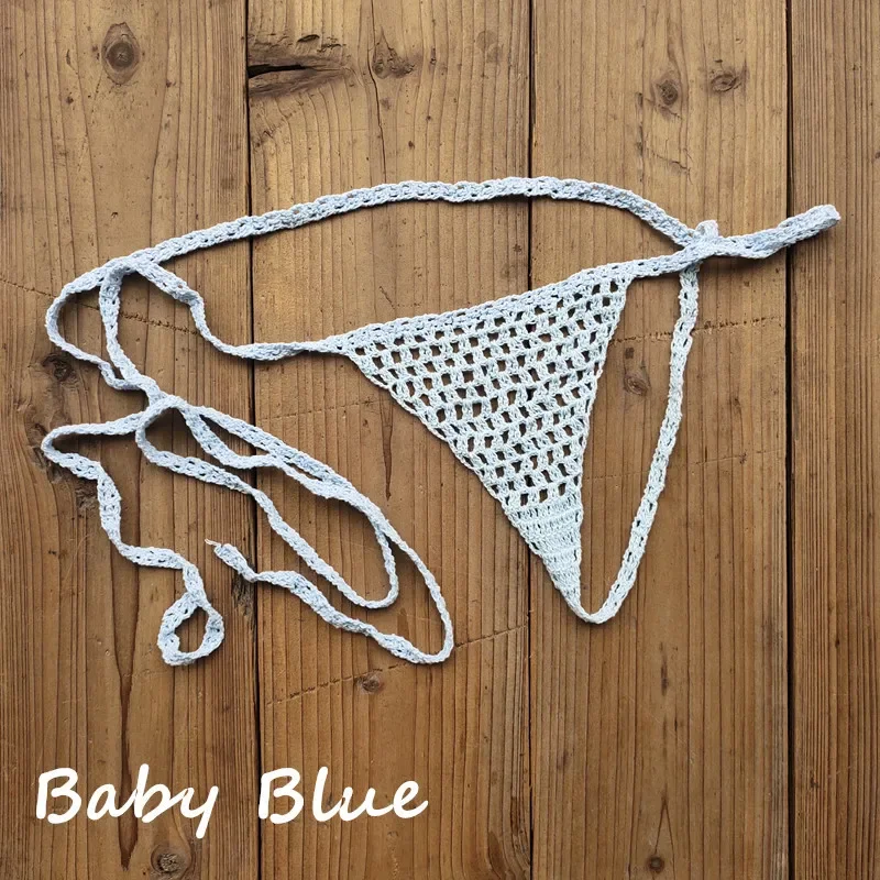 Mini bikini costumi da bagno bikini per prendere il sole applique perizoma in pizzo all'uncinetto a mano