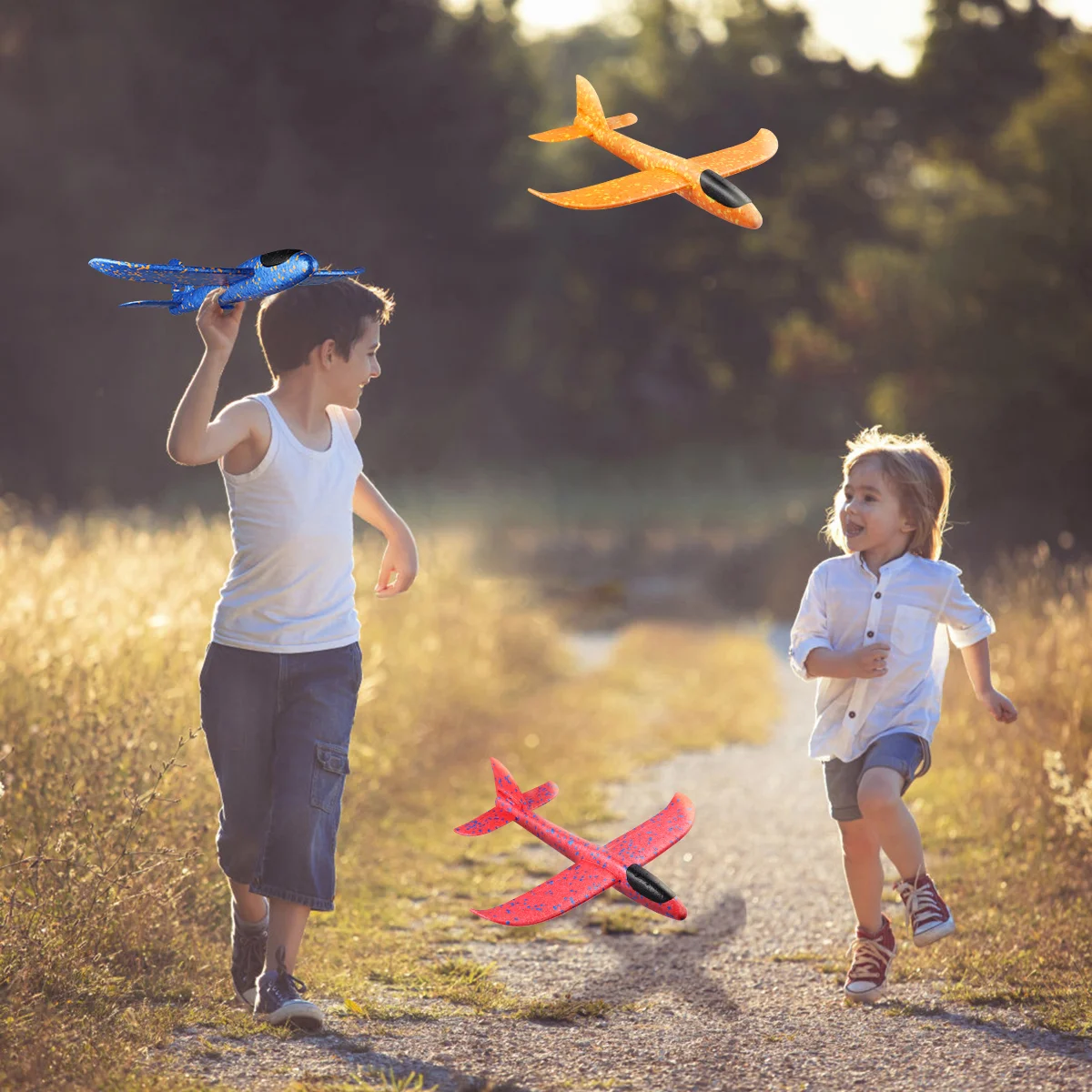 3PCS Foam Glider Planes Lightweight Throwing Toys Kids Party Favors Random Color Aviation Theme Outdoor Fun Plane