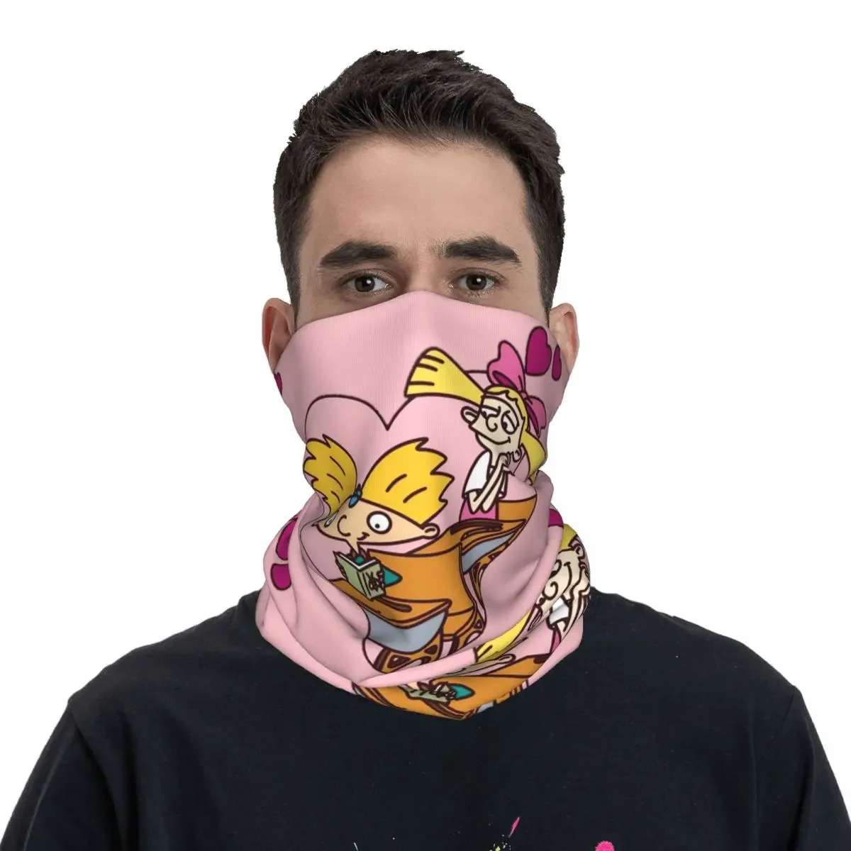 Hey Arnold! Stuff Bandana Neck Gaiter Helga Pataki Heart Wrap Scarf Summer Fishing Face Mask Unisex Windproof