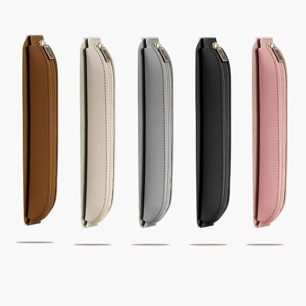 Office Meeting Elastic Buckle Pen Storage Bag Pu Leather Convenient Pen Holder Portable Pencil Case
