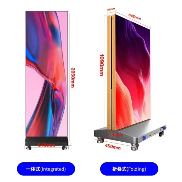 

Brand New P1.25 P1.85 P2.5 Moveable Battery Powered Lcd Poster Foldable No Bezel Splicing Free Standing Led Poster Display