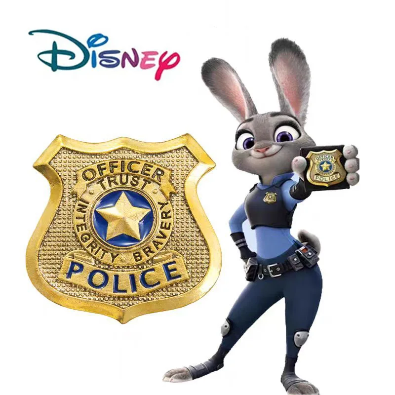 Broche en métal Zootopia Zootropolis Judy Hopps, épinglette de police pour femmes et hommes, bijou de revers