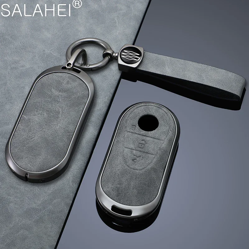 Metal Leather Car Key Protection Case Cover for Mercedes Benz 2022 C S Class W206 W223 S350 C260 C300 S400 S450 S500 Accessories