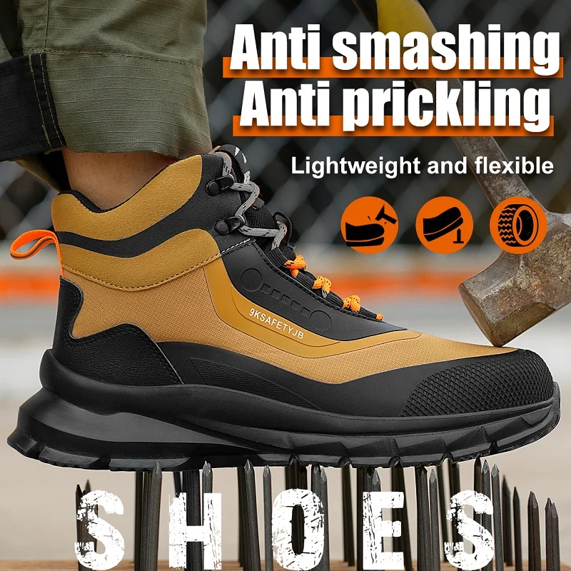 Safety Boots Men Anti Splash Water Men Boots Anti-smash Anti Puncture Work Boots Steel Toe Shoes Protective Boots Indestructible