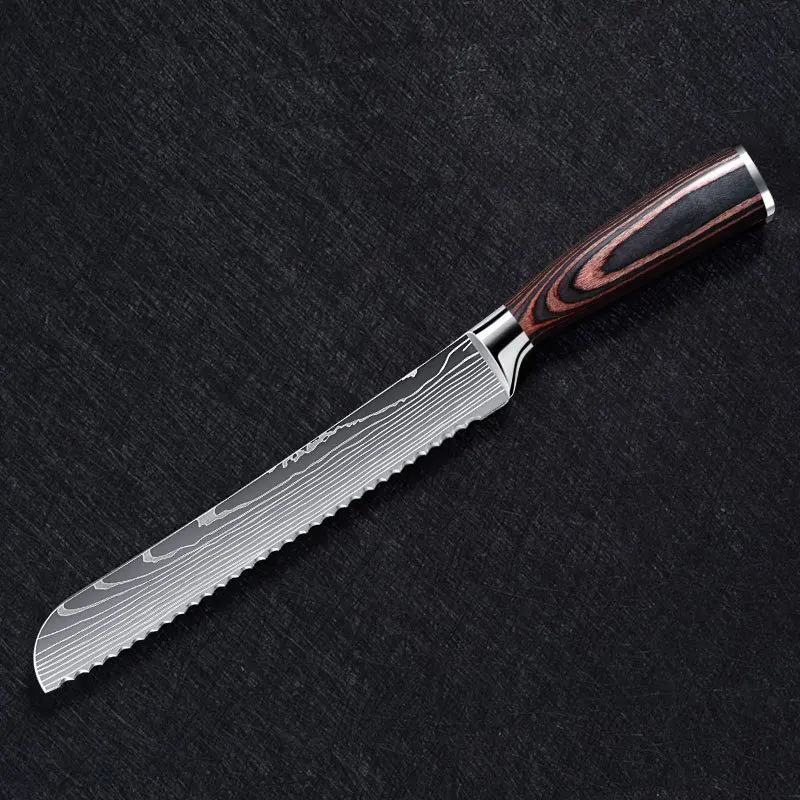 

Serrated Bread Knife Professional Chef Knives Razor Sharp Slicing Knife Wood Handle Kitchen Knives High Quality Cake knife