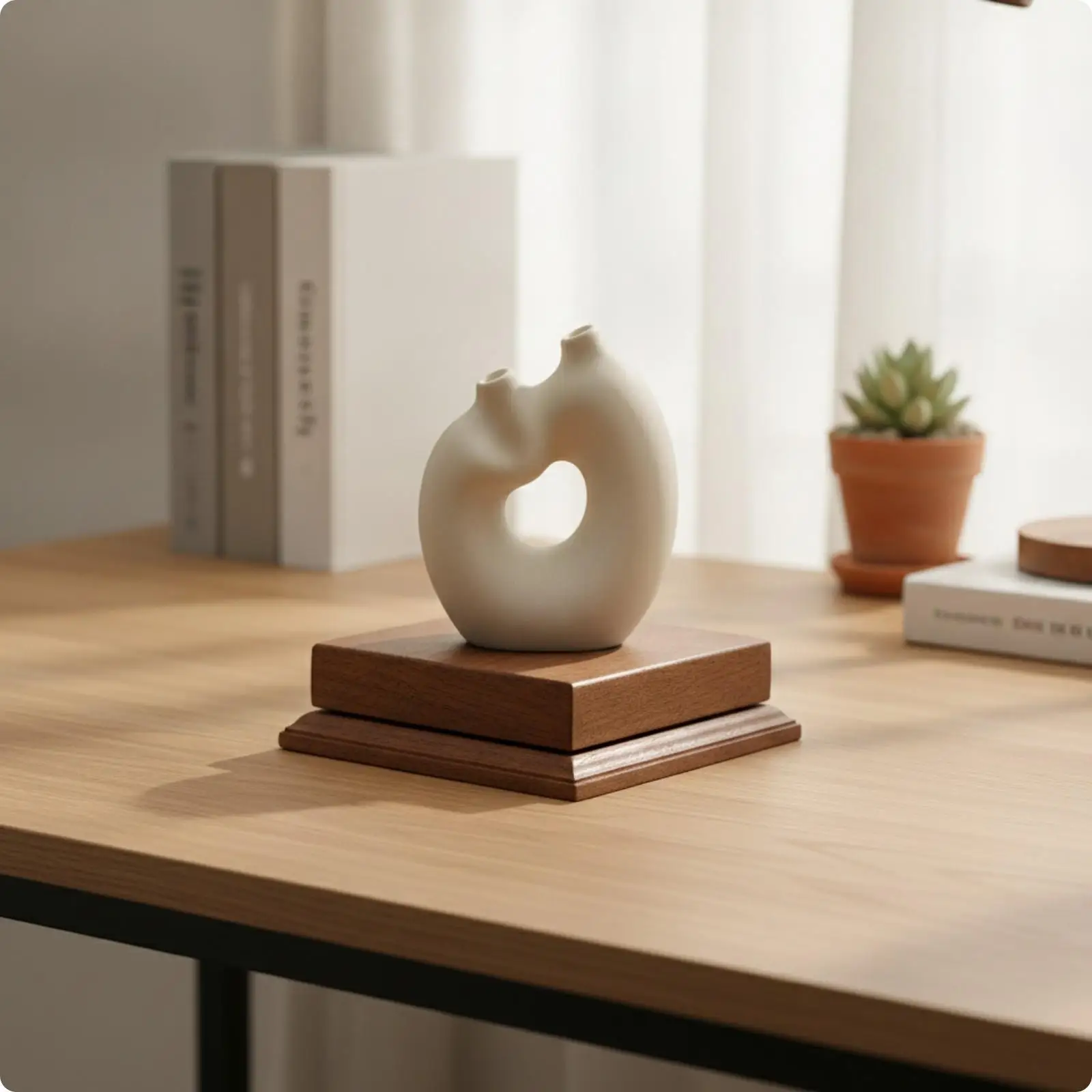 Wooden Display Pedestal Square Two Tier Riser Stand for Figurine Decor Shelf Table Accent view 3