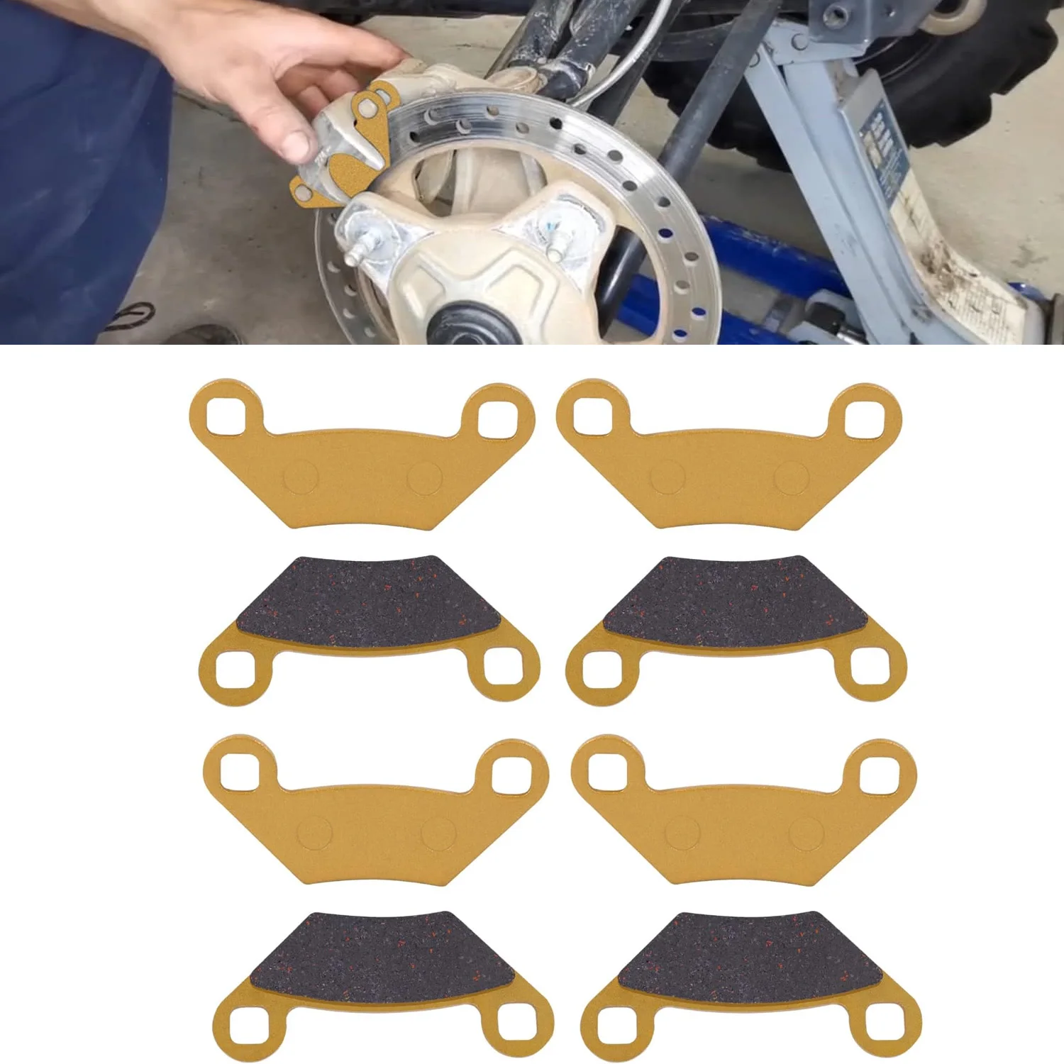 Front and Rear Replacement Ceramic Disc Brake Pads for Polaris Sportsman 850 2009-2019 and Scrambler 500 550 570 800 850
