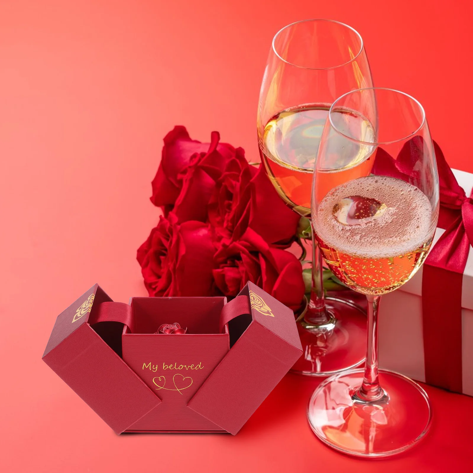 

Metal Jewelry Gift Box Chic Rose Heart-shaped Smooth Edges Boxes Aluminum Alloy Small