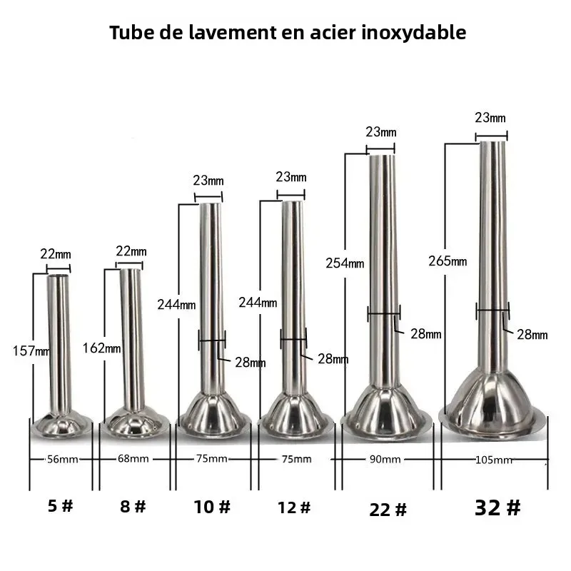 Outil de remplissage de saucisses en acier inoxydable, petit tube à saucisses, embout en forme d'entonnoir, embout en forme de corne, accessoires pour hachoir à viande