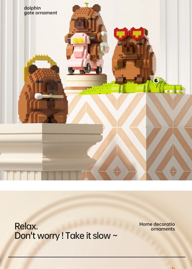 NEUES Kreatives Capybara-Baustein-Set - Niedliches Wasser-Mausläuse DIY-Modell | Lustiges MINT-Spielzeug für Kinder & Erwachsene, ideale Geburtstagsgeschenke – Detail 5