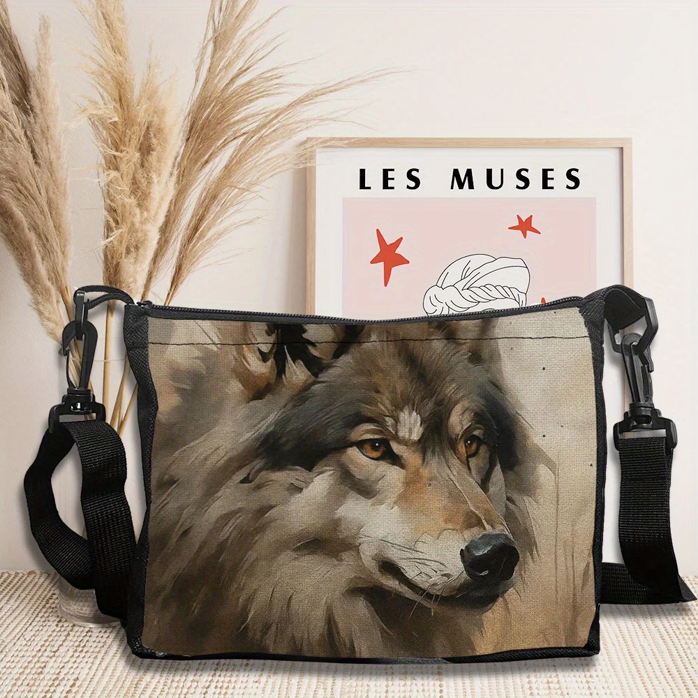 

Wolf Printed Shoulder Bag, Cute Crossbody Bag， Outdoor Leisure Travel Cross-shoulder Bag,for Daily Use