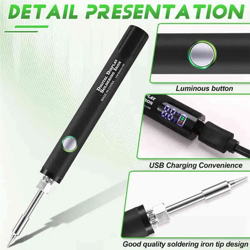 JABS-510 Thread Mini Soldering Iron Kit 3 Gear Adjustable Voltage 650Mah Battery Pen Smart Power Pen Welding Tool Kit Pen