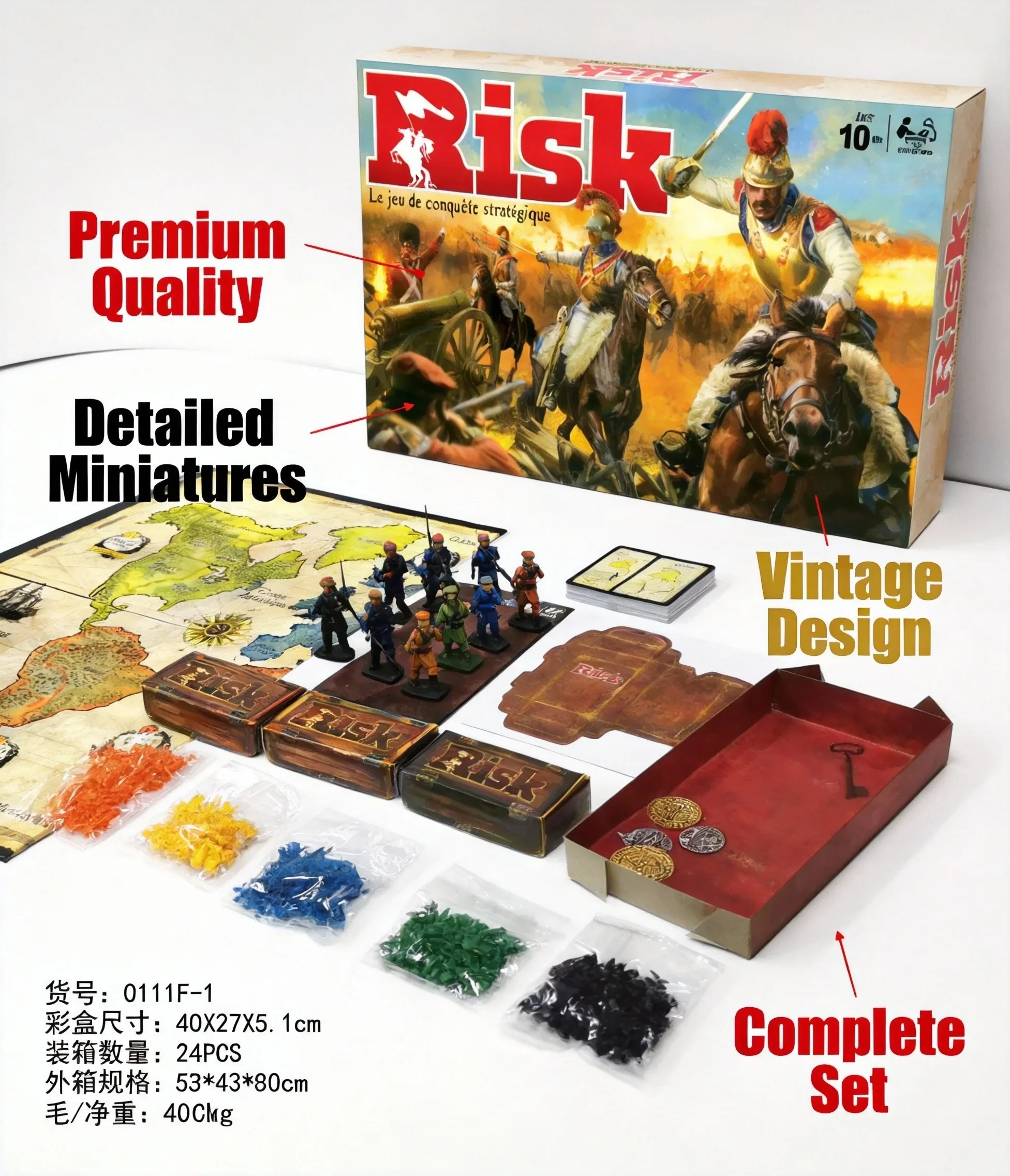 

Настольная игра French Risk Strategy: Классическая игра «Военная эмпирия» для 2-5 игроков, возраст 10+, премиальные компоненты, винтажный дизайн