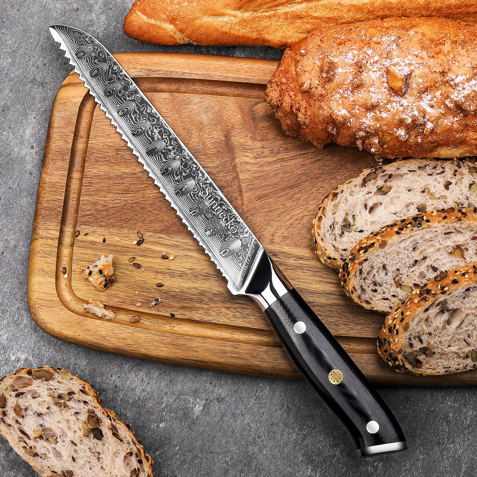 SUNNECKO Kitchen Knives 1-4PCS/Set 8\'\' Chef‘s Bread 5\'\' Utility 3.5\'\' Paring Knife Damascus Steel VG10 G10 Handle Cooking Tool