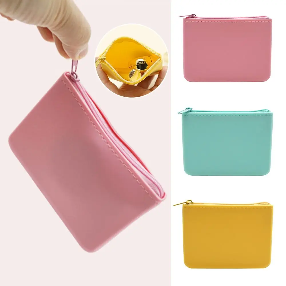 Cartera Rectangular multifunción portátil con cremallera, bolsa de viaje de silicona para ahorrar espacio, bolsa de cosméticos impermeable para mujeres y niñas