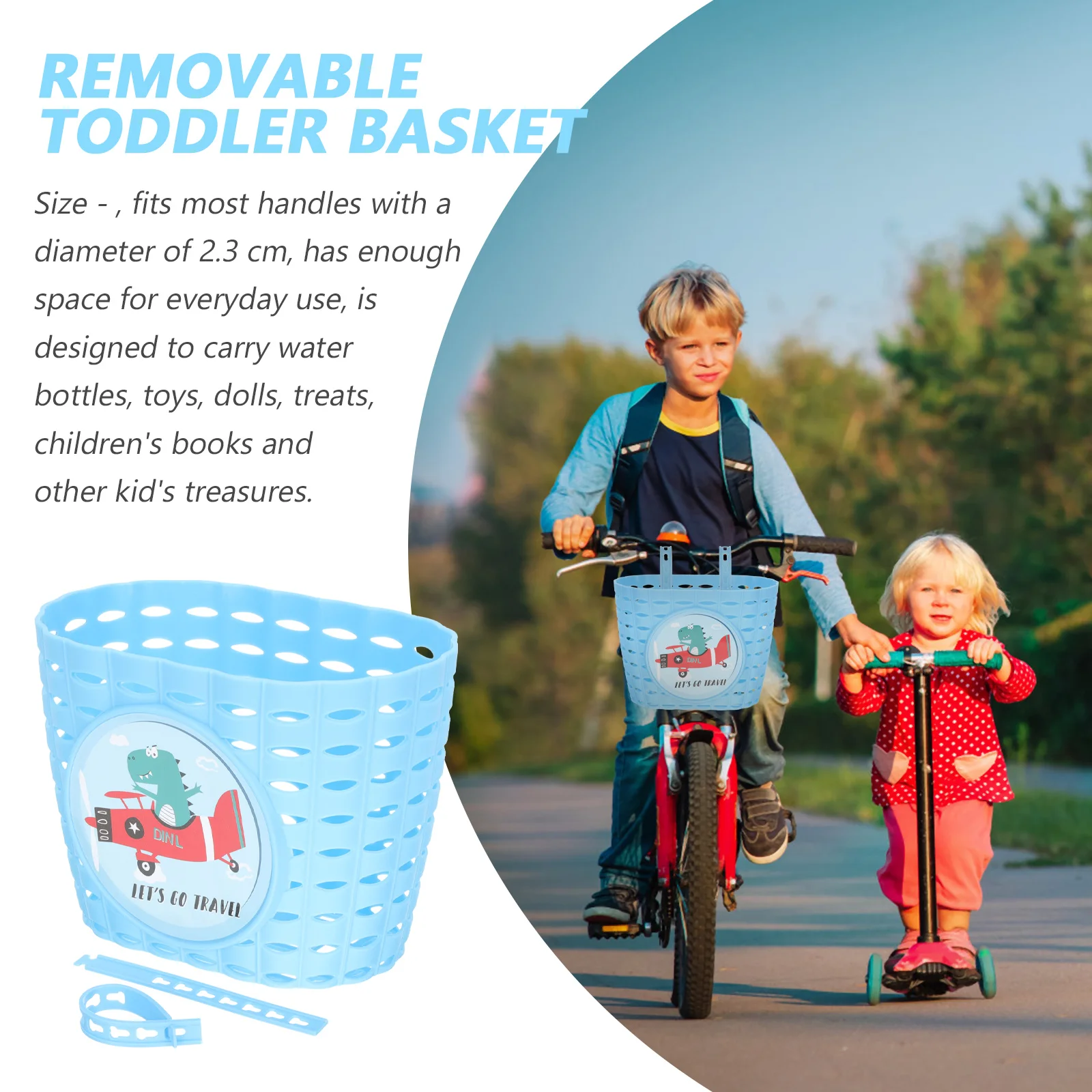 

Bicycle Basket Bike Plastic Front Handlebar Kids Bikes Storage Container for Children Portable Toddler