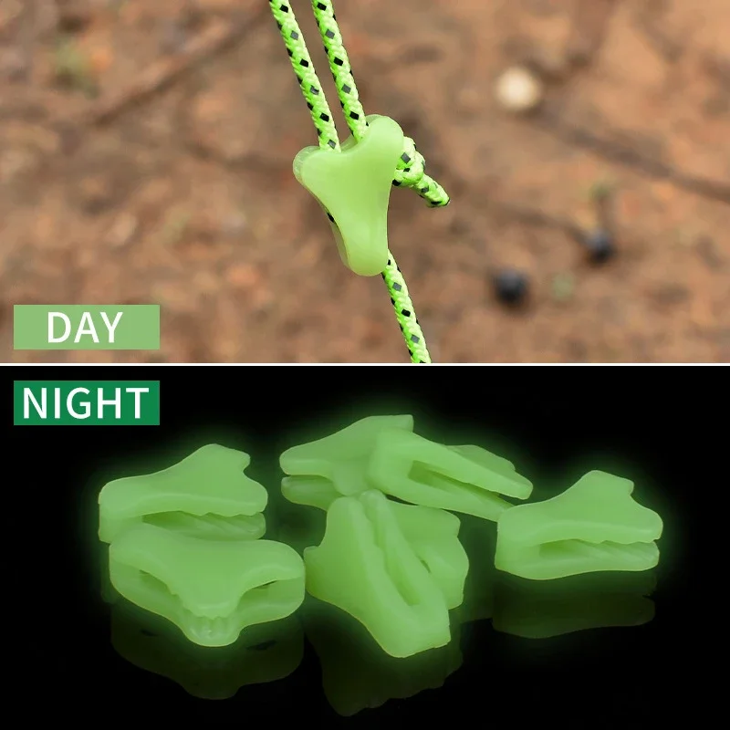 Outdoor Camping Luminous Rope Buckle Tent Pull Rope Luminous Anti-slip Adjustment Buckle Plastic Rope Buckle Tent Accessories