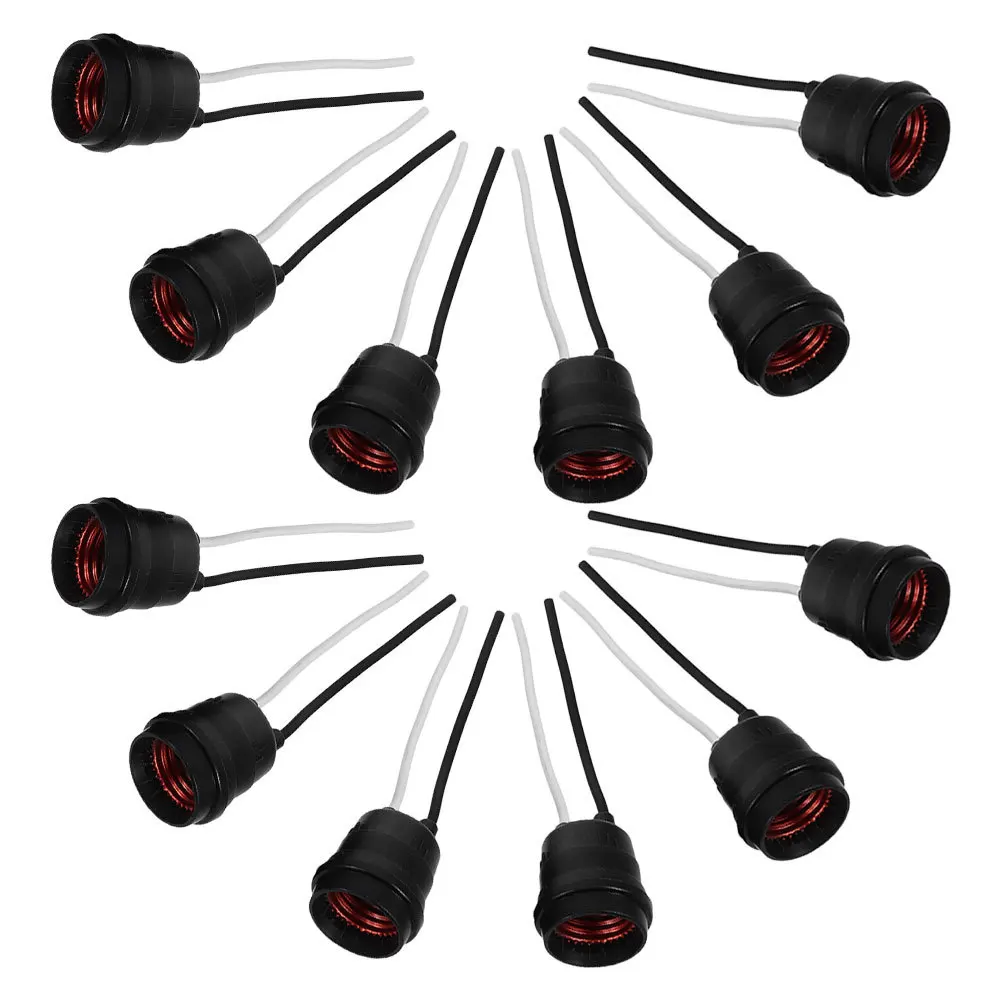 

12 шт. водонепроницаемый держатель лампы E27, черная отделка, мягкий кабель, идеально подходит для наружных влажных середовищ, проектов «сделай сам», розетка