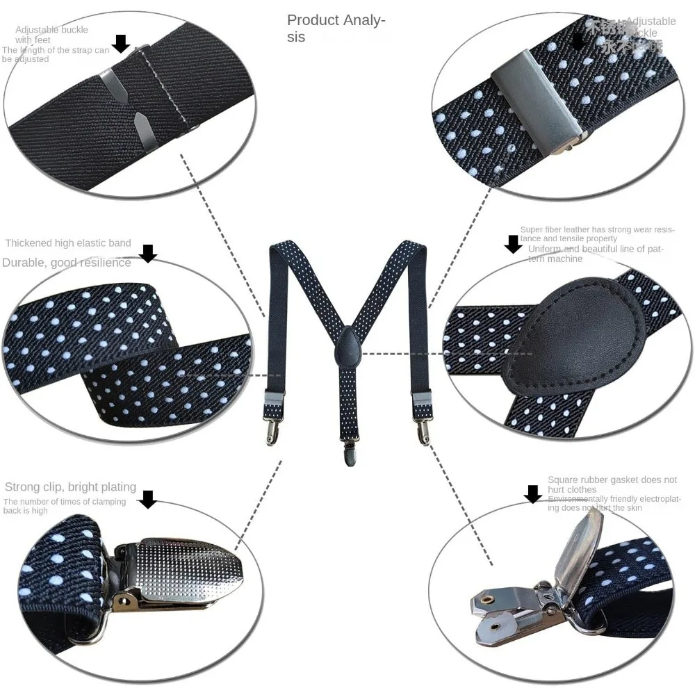 ชุดสายรัดโบว์แบบยืดได้สำหรับเด็กเด็กหญิงเด็กชายงานแต่งงานงานปาร์ตี้เข็มขัด Y-Back ลายจุดสายรัดหูกระต่าย